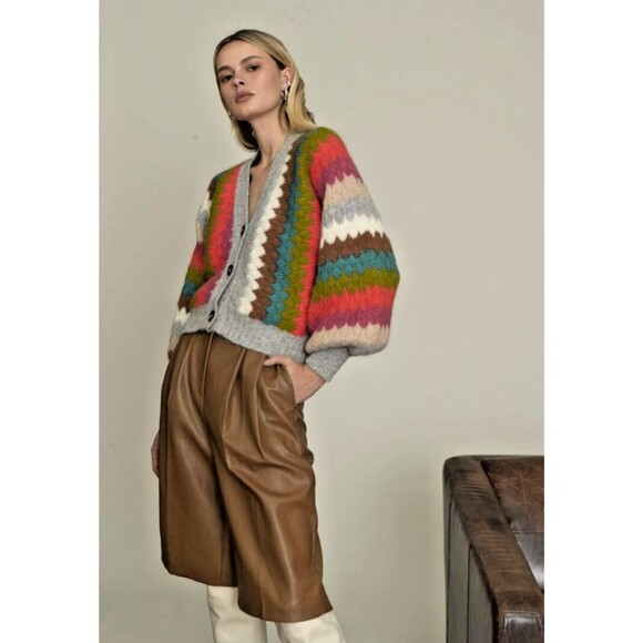 Eleven Six Women's Charlie Cardigan Multi Alpaca Wool Blend 3-Button Size XS/S - Picture 8 of 12